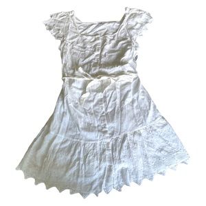 Old Navy White Cottage Boho Linen Eyelet Button Down Belted Midi Dress NWT Large